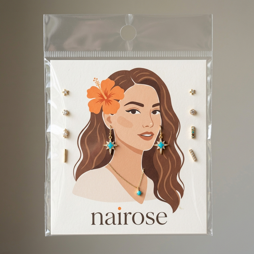 Moana celestial star and island jewellery collector set on Nairose illustrated card
